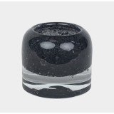 HEAVY GLASS STONE CANDEL HOLDER BLACK, LIGHT GREY, TAUPE    - CANDLE HOLDERS